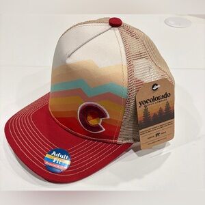 Yo Colorado Adult Rocky Ridge Divide Trucker Hat Red Sunrise NWT Ballcap Cap